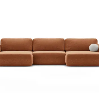 Coltar panoramic extensibil 5 locuri, Tonale, Cosmopolitan Design, 362x149x88 cm, tesatura chenille, caramiziu imagine