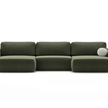 Coltar panoramic extensibil 5 locuri, Tonale, Cosmopolitan Design, 362x149x88 cm, tesatura chenille, verde imagine