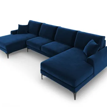 Coltar panoramic, Madara, Mazzini Sofas, 6 locuri, 334x182x90 cm, catifea, albastru regal imagine