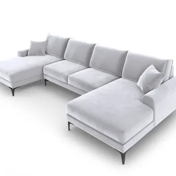 Coltar panoramic, Madara, Mazzini Sofas, 6 locuri, 334x182x90 cm, catifea, argintiu imagine