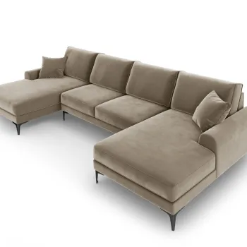 Coltar panoramic, Madara, Mazzini Sofas, 6 locuri, 334x182x90 cm, catifea, bej imagine