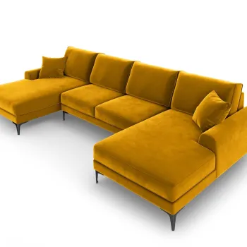 Coltar panoramic, Madara, Mazzini Sofas, 6 locuri, 334x182x90 cm, catifea, galben imagine