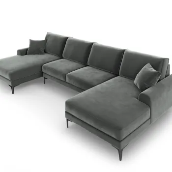 Coltar panoramic, Madara, Mazzini Sofas, 6 locuri, 334x182x90 cm, catifea, gri inchis imagine