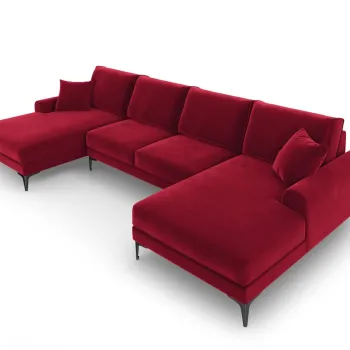 Coltar panoramic, Madara, Mazzini Sofas, 6 locuri, 334x182x90 cm, catifea, rosu vin imagine