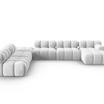 Coltar panoramic modular dreapta 7 locuri, Bellis-51, Micadoni Home, 376x282x70 cm, catifea, bej inchis imagine