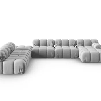 Coltar panoramic modular dreapta 7 locuri, Bellis-51, Micadoni Home, 376x282x70 cm, catifea, cappuccino imagine