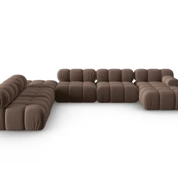 Coltar panoramic modular dreapta 7 locuri, Bellis-51, Micadoni Home, 376x282x70 cm, catifea, maro inchis imagine