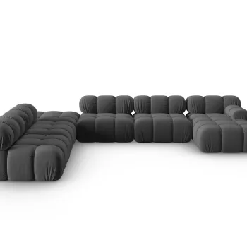 Coltar panoramic modular dreapta 7 locuri, Bellis-51, Micadoni Home, 376x282x70 cm, catifea, teracota imagine