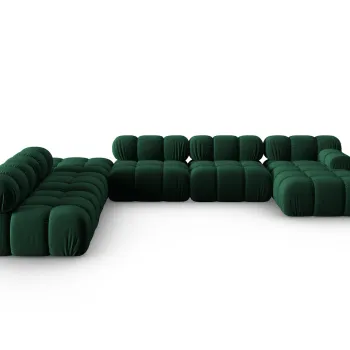 Coltar panoramic modular dreapta 7 locuri, Bellis-51, Micadoni Home, 376x282x70 cm, catifea, verde bottle imagine