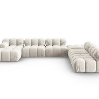 Coltar panoramic modular stanga 7 locuri, Bellis-51, Micadoni Home, 376x282x70 cm, catifea, bej inchis imagine