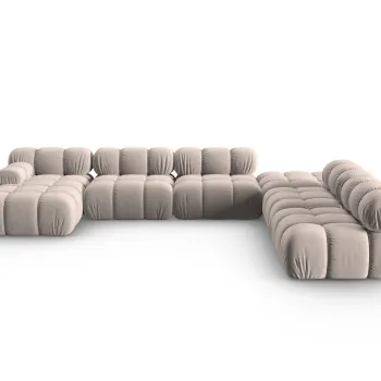 Coltar panoramic modular stanga 7 locuri, Bellis-51, Micadoni Home, 376x282x70 cm, catifea, cappuccino imagine