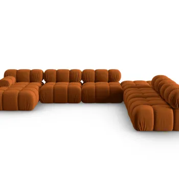 Coltar panoramic modular stanga 7 locuri, Bellis-51, Micadoni Home, 376x282x70 cm, catifea, teracota imagine