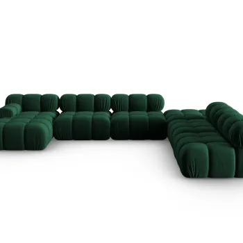 Coltar panoramic modular stanga 7 locuri, Bellis-51, Micadoni Home, 376x282x70 cm, catifea, verde bottle imagine