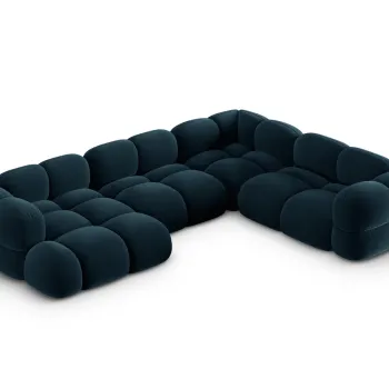 Coltar panoramic stanga 5 locuri, Loretto, Cosmopolitan Design, 345x250x68 cm, catifea, albastru petrol inchis imagine