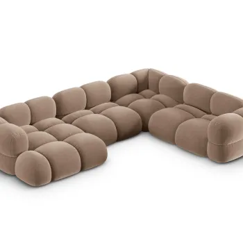 Coltar panoramic stanga 5 locuri, Loretto, Cosmopolitan Design, 345x250x68 cm, catifea, bej inchis imagine