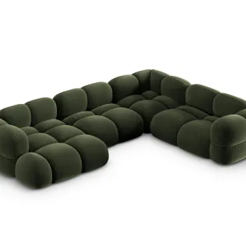 Coltar panoramic stanga 5 locuri, Loretto, Cosmopolitan Design, 345x250x68 cm, catifea, verde imagine