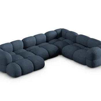 Coltar panoramic stanga 5 locuri, Loretto, Cosmopolitan Design, 345x250x68 cm, tesatura structurata, albastru inchis imagine