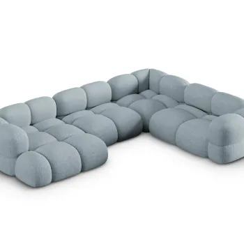 Coltar panoramic stanga 5 locuri, Loretto, Cosmopolitan Design, 345x250x68 cm, tesatura structurata, albastru pastel imagine