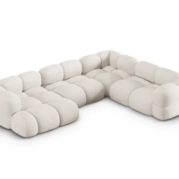 Coltar panoramic stanga 5 locuri, Loretto, Cosmopolitan Design, 345x250x68 cm, tesatura structurata, bej imagine