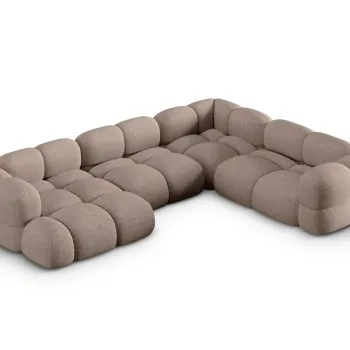 Coltar panoramic stanga 5 locuri, Loretto, Cosmopolitan Design, 345x250x68 cm, tesatura structurata, cappuccino imagine