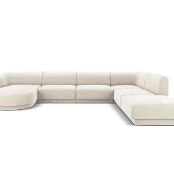 Coltar panoramic stanga 6 locuri, Miley, Micadoni Home, BL, 327x245x74 cm, catifea, bej deschis imagine
