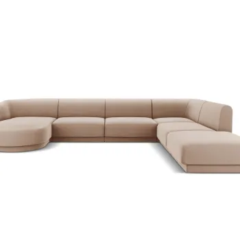 Coltar panoramic stanga 6 locuri, Miley, Micadoni Home, BL, 327x245x74 cm, catifea, cappuccino imagine