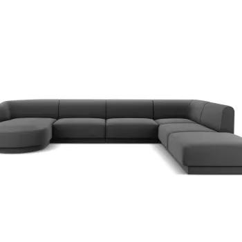 Coltar panoramic stanga 6 locuri, Miley, Micadoni Home, BL, 327x245x74 cm, catifea, gri imagine