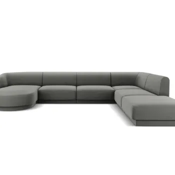 Coltar panoramic stanga 6 locuri, Miley, Micadoni Home, BL, 327x245x74 cm, catifea, gri deschis imagine
