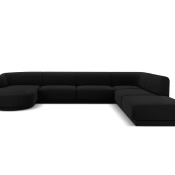 Coltar panoramic stanga 6 locuri, Miley, Micadoni Home, BL, 327x245x74 cm, catifea, negru imagine