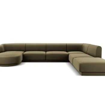 Coltar panoramic stanga 6 locuri, Miley, Micadoni Home, BL, 327x245x74 cm, catifea, verde imagine