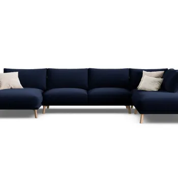 Coltar panoramic stanga 6 locuri, Naomi, Micadoni Home, 365x235x75 cm, catifea, albastru regal imagine