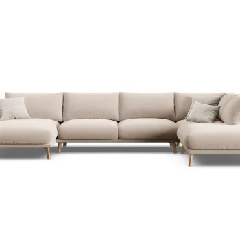 Coltar panoramic stanga 6 locuri, Naomi, Micadoni Home, 365x235x75 cm, catifea, bej imagine