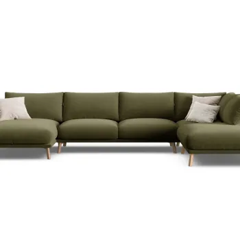 Coltar panoramic stanga 6 locuri, Naomi, Micadoni Home, 365x235x75 cm, catifea, verde imagine