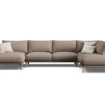 Coltar panoramic stanga 6 locuri, Naomi, Micadoni Home, 365x235x75 cm, tesatura structurata, cappuccino imagine