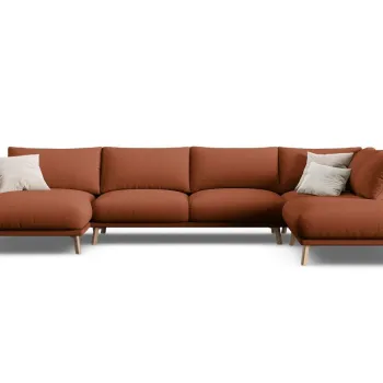 Coltar panoramic stanga 6 locuri, Naomi, Micadoni Home, 365x235x75 cm, tesatura structurata, caramiziu imagine