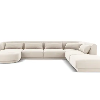 Coltar panoramic stanga 6 locuri, Tulum, Cosmopolitan Design, 330x255x70 cm, catifea, bej deschis imagine