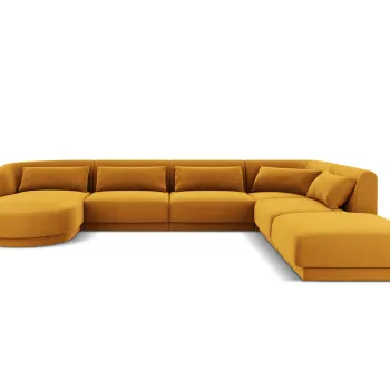 Coltar panoramic stanga 6 locuri, Tulum, Cosmopolitan Design, 330x255x70 cm, catifea, galben imagine