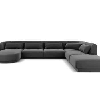 Coltar panoramic stanga 6 locuri, Tulum, Cosmopolitan Design, 330x255x70 cm, catifea, gri imagine