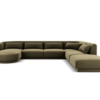 Coltar panoramic stanga 6 locuri, Tulum, Cosmopolitan Design, 330x255x70 cm, catifea, verde imagine