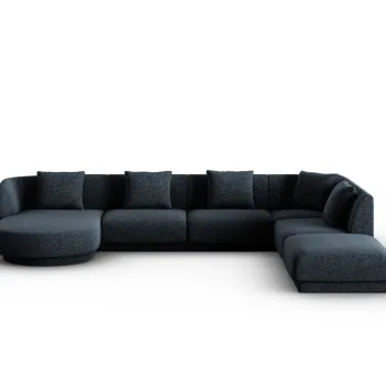 Coltar panoramic stanga 6 locuri, Tulum, Cosmopolitan Design, 330x255x70 cm, tesatura chenille, albastru regal imagine