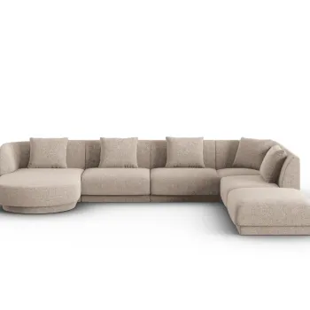 Coltar panoramic stanga 6 locuri, Tulum, Cosmopolitan Design, 330x255x70 cm, tesatura chenille, bej imagine