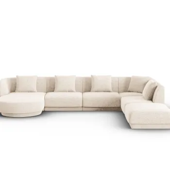 Coltar panoramic stanga 6 locuri, Tulum, Cosmopolitan Design, 330x255x70 cm, tesatura chenille, bej deschis imagine