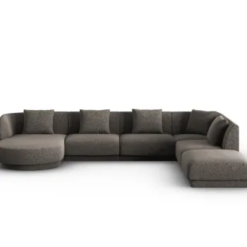 Coltar panoramic stanga 6 locuri, Tulum, Cosmopolitan Design, 330x255x70 cm, tesatura chenille, gri imagine