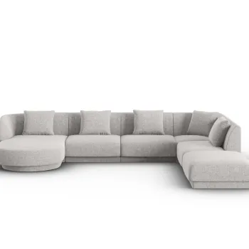 Coltar panoramic stanga 6 locuri, Tulum, Cosmopolitan Design, 330x255x70 cm, tesatura chenille, gri deschis imagine