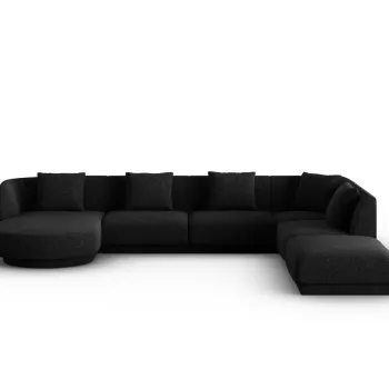 Coltar panoramic stanga 6 locuri, Tulum, Cosmopolitan Design, 330x255x70 cm, tesatura chenille, negru imagine