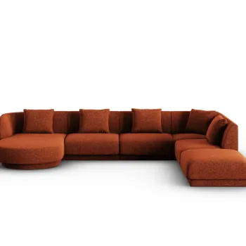 Coltar panoramic stanga 6 locuri, Tulum, Cosmopolitan Design, 330x255x70 cm, tesatura chenille, teracota imagine