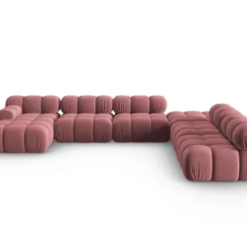 Coltar panoramic stanga 7 locuri design modular, Bellis, Micadoni Home, BL, 379x282x63 cm, catifea, roz imagine