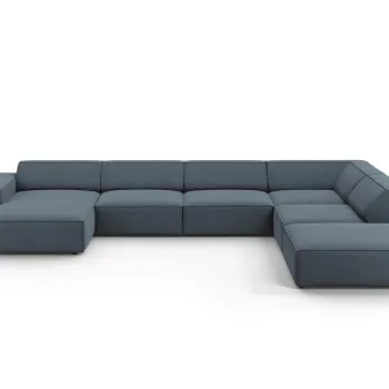 Coltar panoramic stanga 7 locuri, Jodie, Micadoni Home, BL, 364x262x70 cm, poliester, albastru imagine