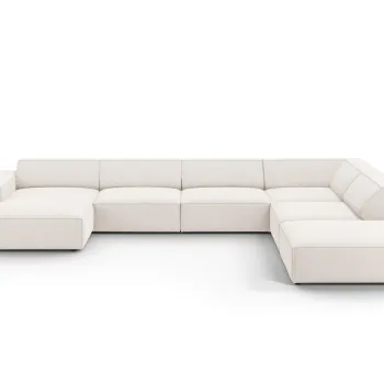 Coltar panoramic stanga 7 locuri, Jodie, Micadoni Home, BL, 364x262x70 cm, poliester, bej deschis imagine