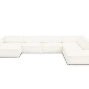 Coltar panoramic stanga 7 locuri, Jodie, Micadoni Home, BL, 364x262x70 cm, poliester Boucle, bej imagine